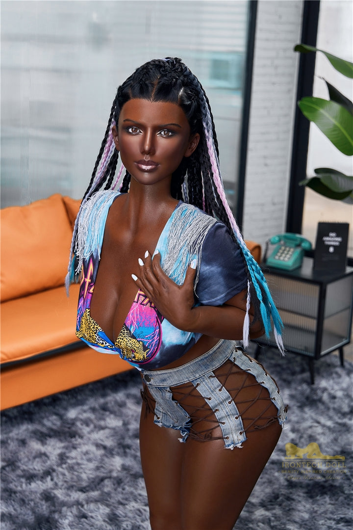 160cm black busty mature silicone sex doll Irontech doll