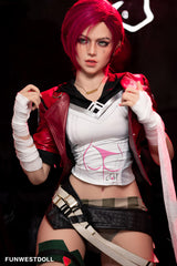 157cm C cup red short hair sexy lifelike sex doll for men