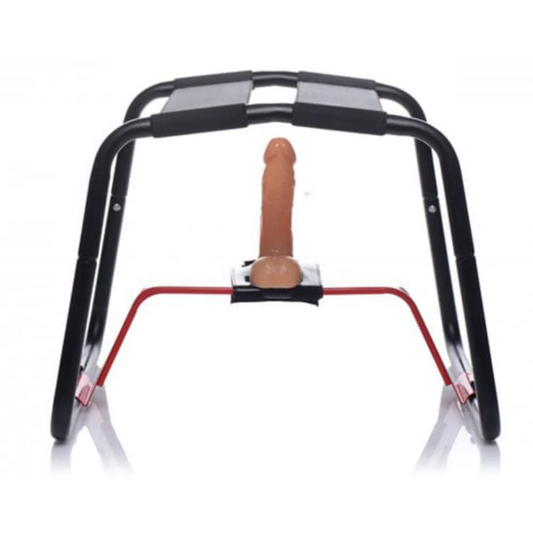 Chair-shaped sex machine with dildo