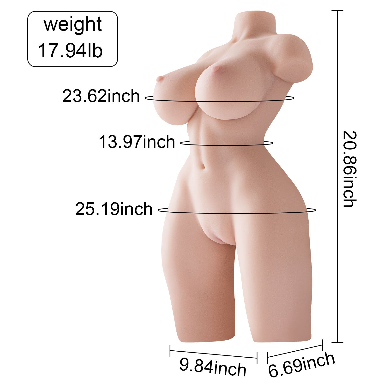 Rosman Realistic Curvy Sex Doll Torso 17.94LB BBW Busty Skinny Big Boobs Booty  Real Dolls Male Masturbator Adult Toys