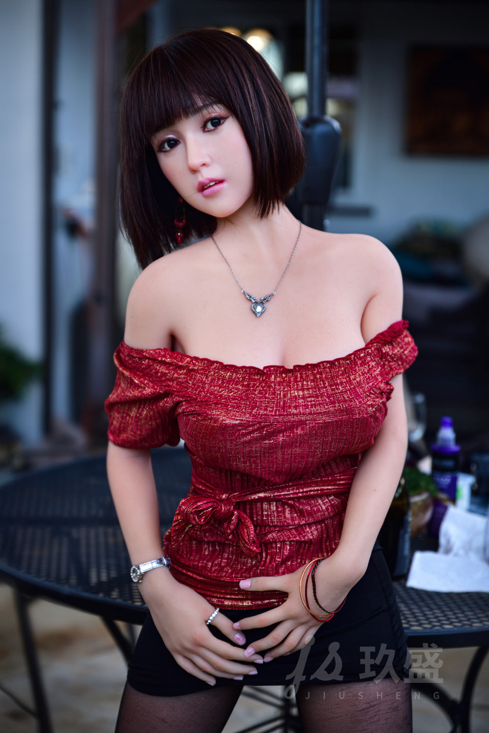 150cm silicone head short hair D cup curvy sex doll Jiusheng doll