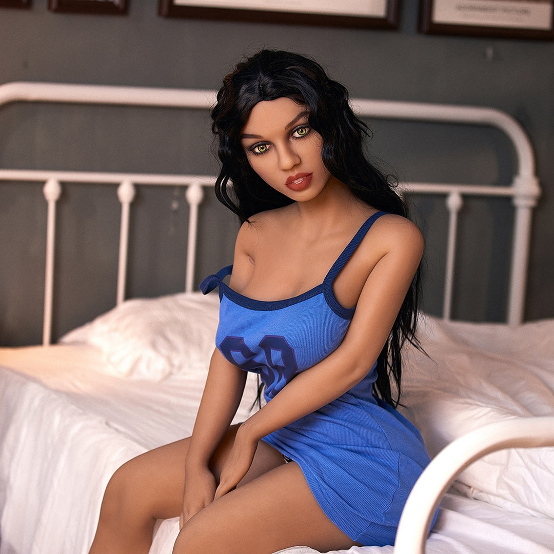 Rebecca154cm black hair beautiful sexy TPE sex doll Irontech Doll