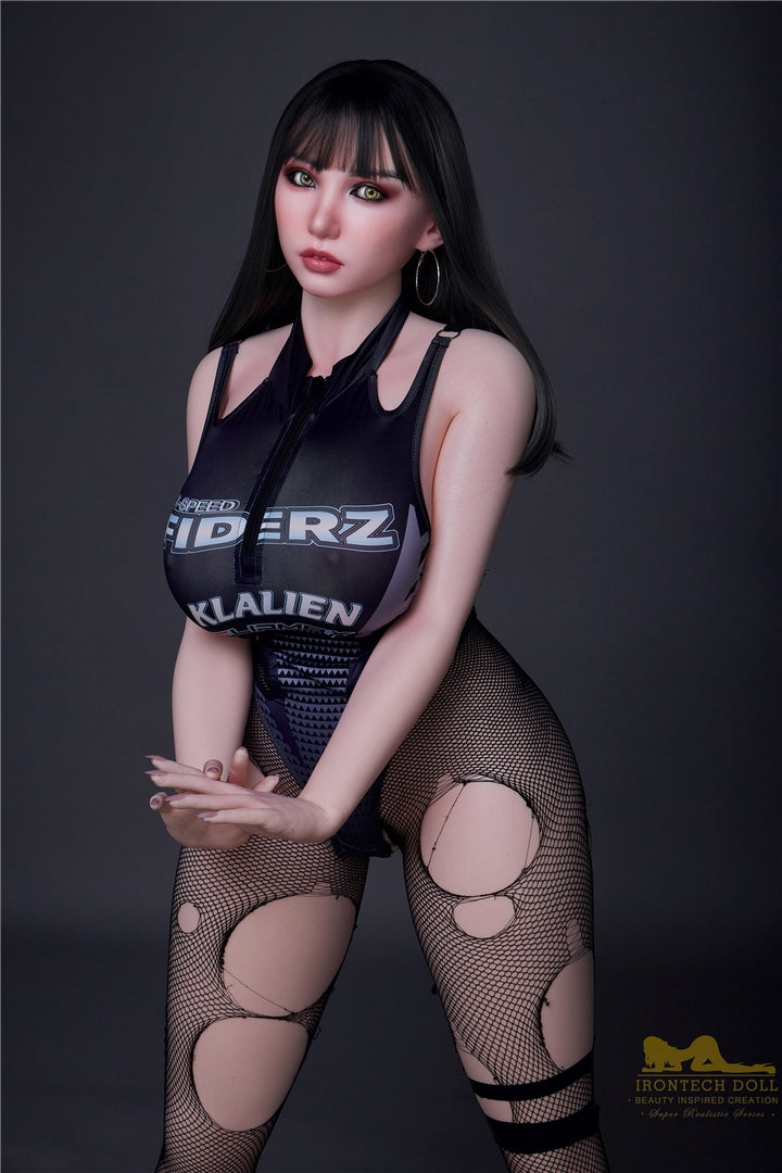 162cm big breast silicone sex doll black silk fat girl Irontech doll