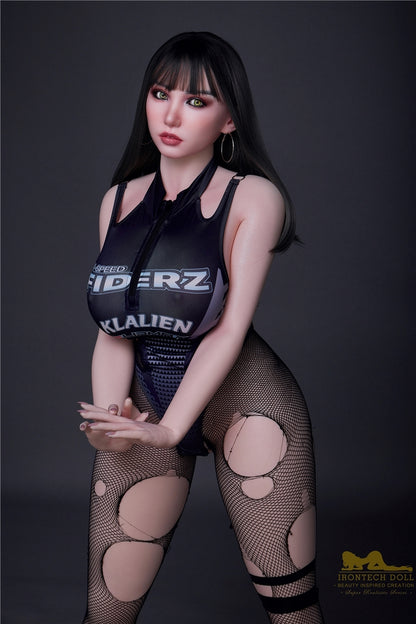 162cm big breast silicone sex doll black silk fat girl Irontech doll