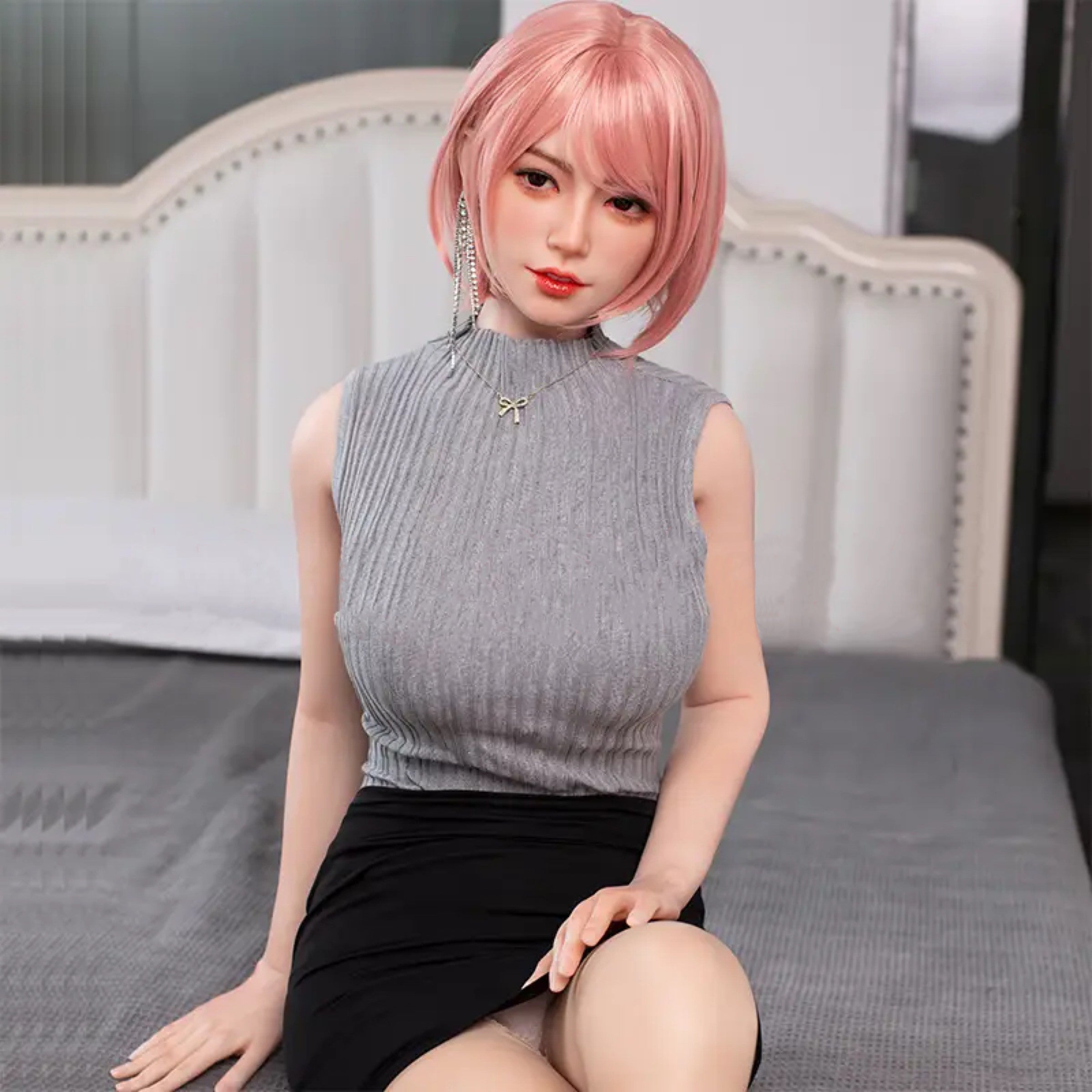 160cm Pink Short Hair D Cup Silicone Sex Doll JX Doll