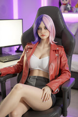 159cm pink purple hair big breast AIBEI doll silicone head + TPE body