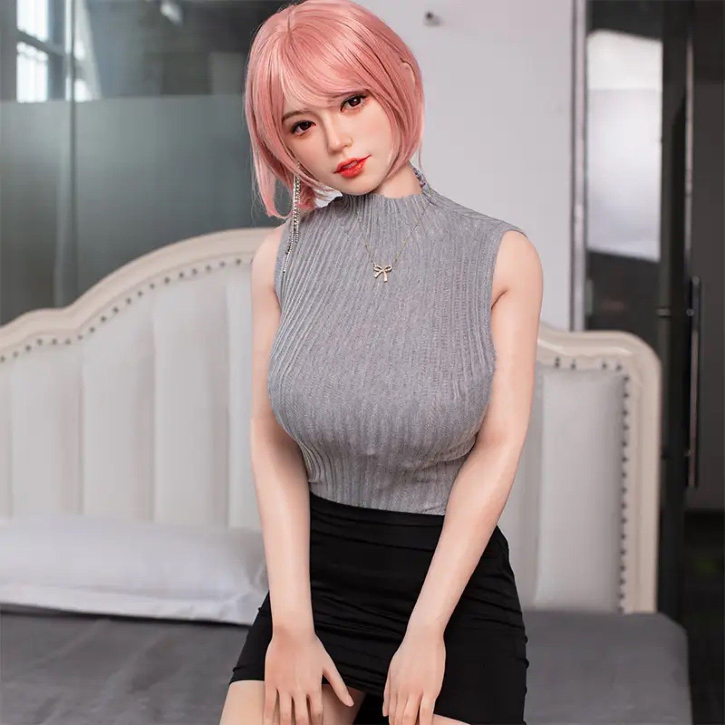 160cm Pink Short Hair D Cup Silicone Sex Doll JX Doll