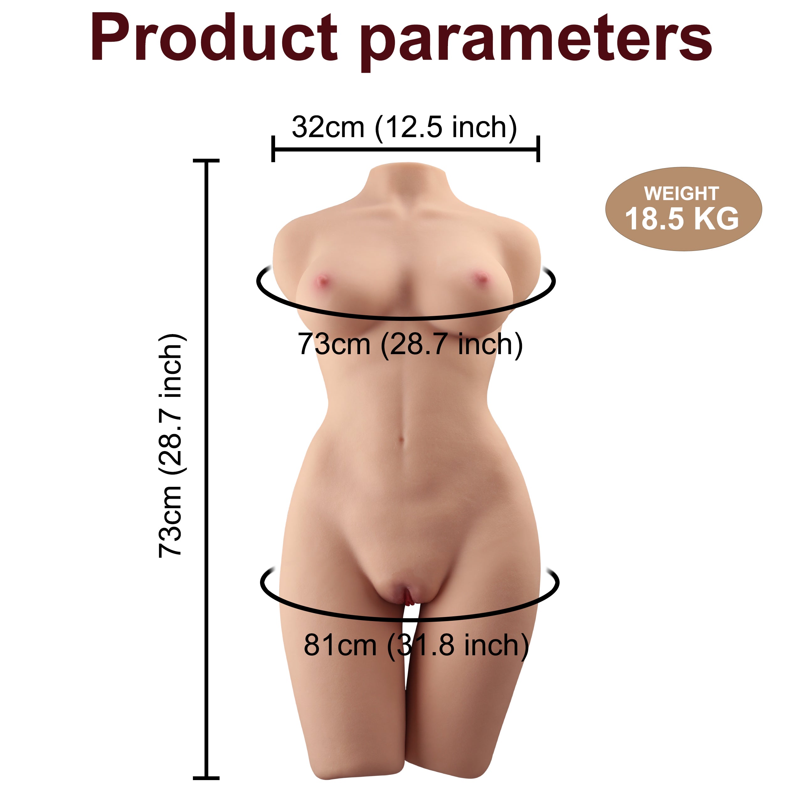 Lauren 40.8LB Life Size Sex Doll Female Torso Love Dolls Realistic Big Breasts Round Hips  Adult Sexy Toy