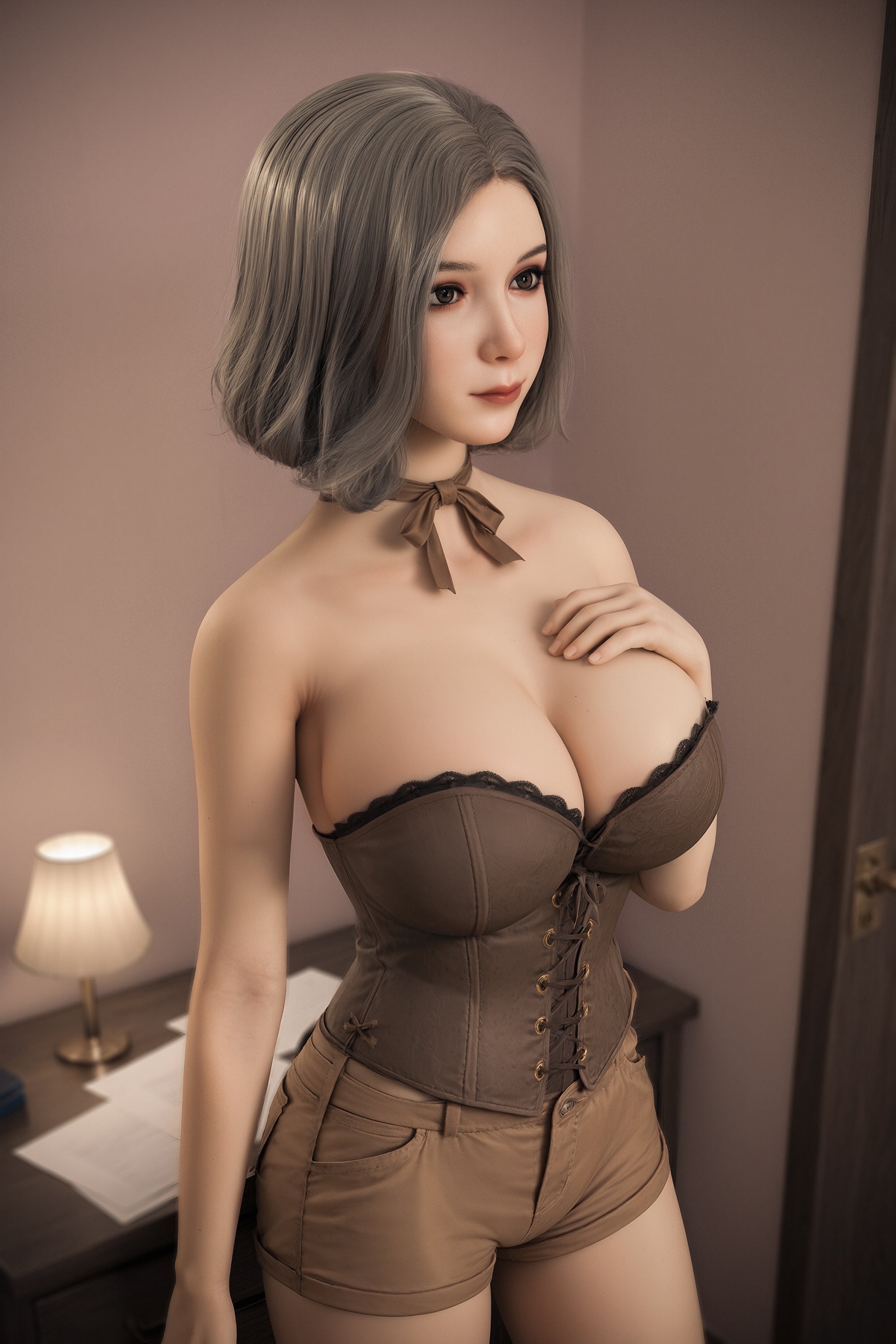 153cm short hair Chubby sex doll silicone head + TPE body new AIBEI doll