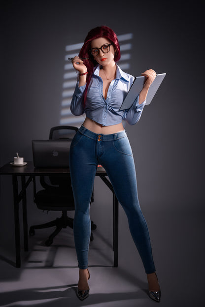 169cm Red Hair Hip Beauty D Cup Silicone Head Sex Doll Rosretty Doll