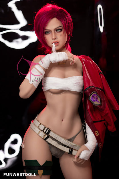 157cm C cup red short hair sexy lifelike sex doll for men