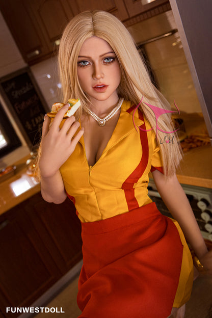 162cm F Cup sexy and beautiful Funwest Doll blonde waiter life size sex doll