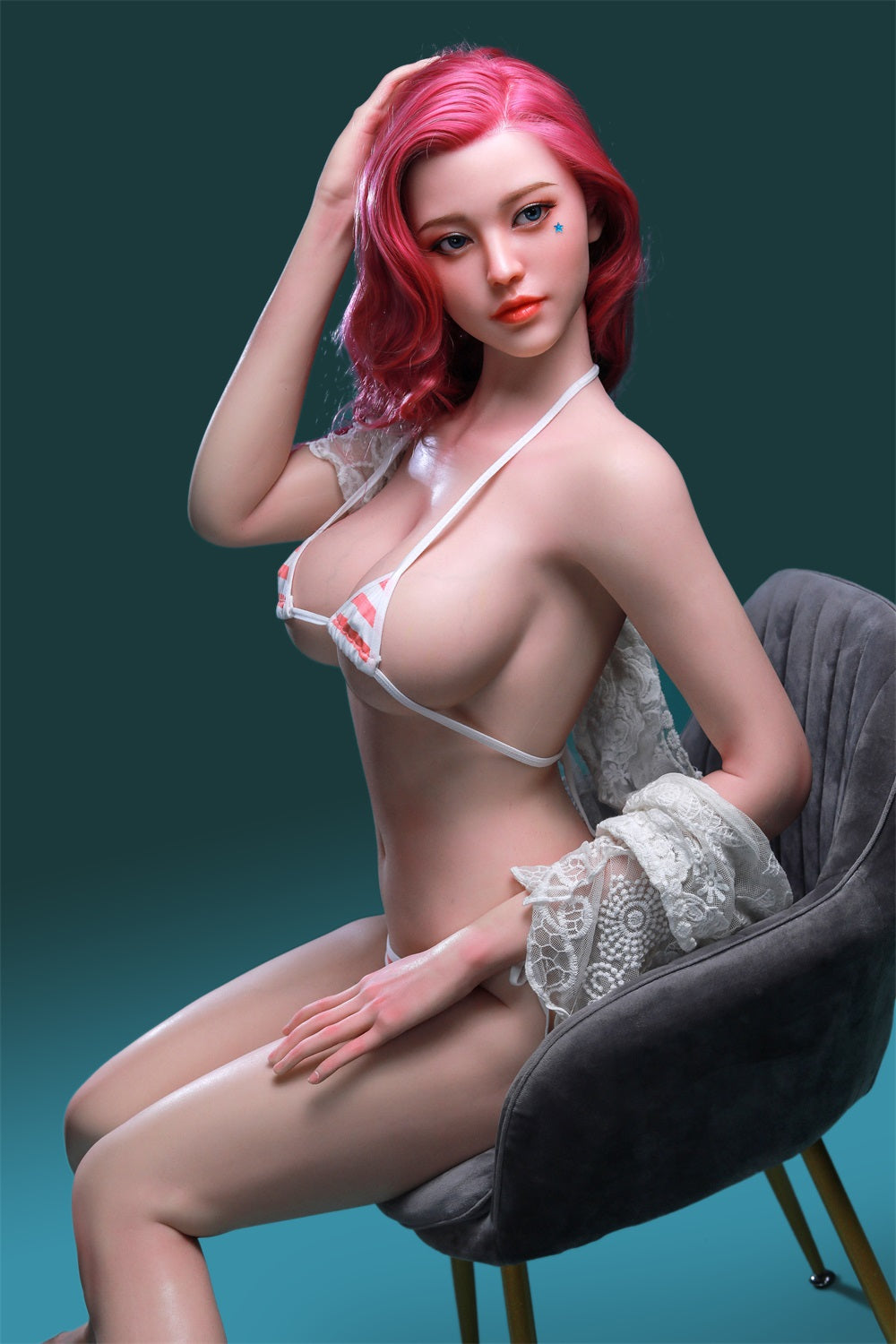 168cm Hot sex doll red hair silicone COSDoll