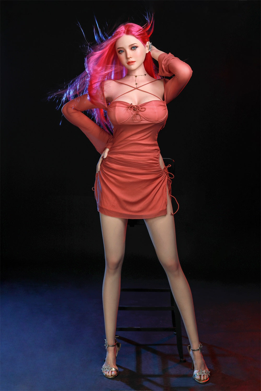 168cm Femboy sex doll red hair silicone COSDoll