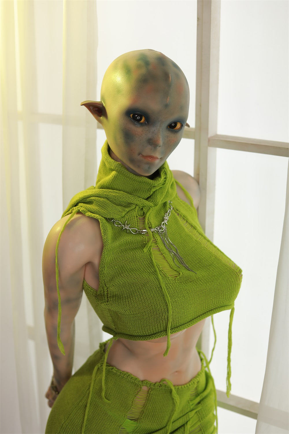 153cm Green Dot Alien Fitness Sex Doll Fantasy Silicone Lifelike Love Doll