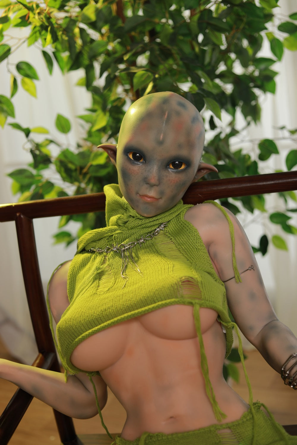 153cm Green Dot Alien Fitness Sex Doll Fantasy Silicone Lifelike Love Doll