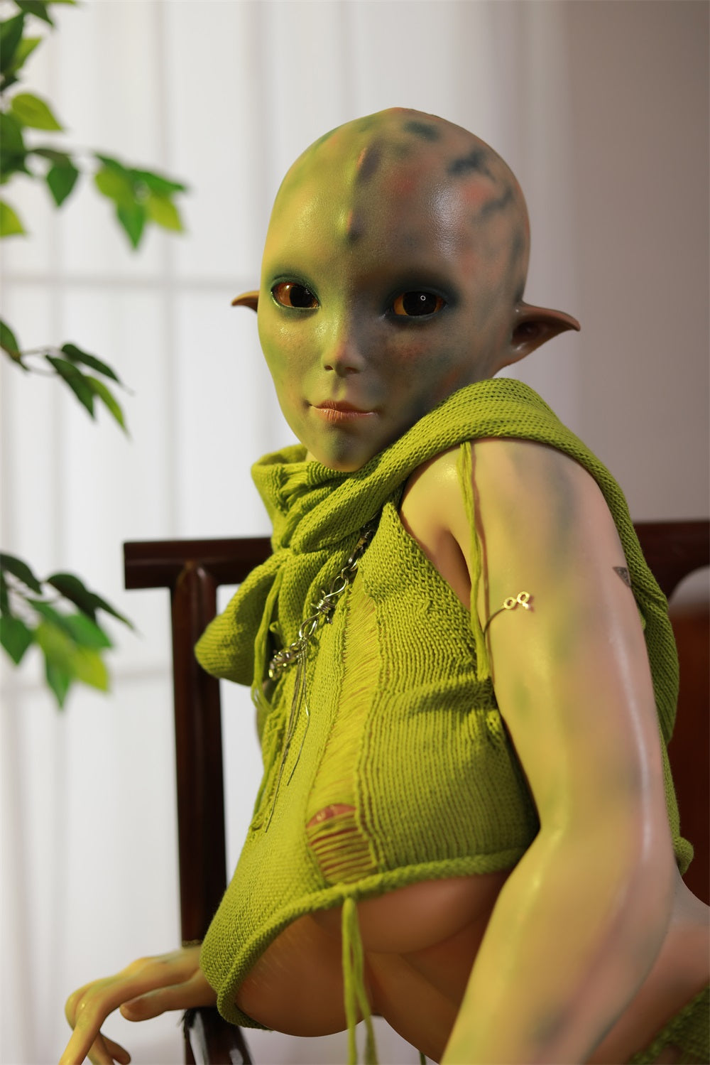 153cm Green Dot Alien Fitness Sex Doll Fantasy Silicone Lifelike Love Doll