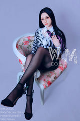 158cm D cup black silk uniform high-end silicone doll Japanese beauty