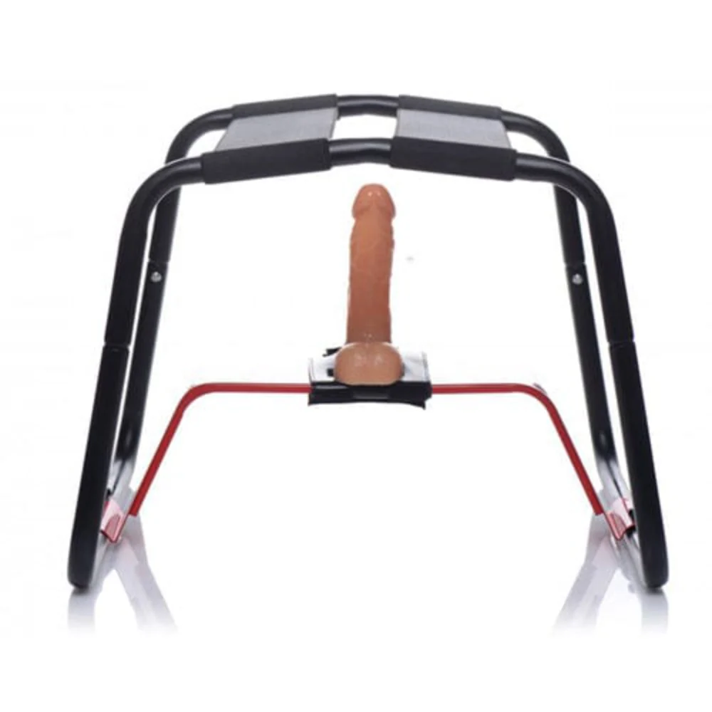 Chair-shaped sex machine with dildo
